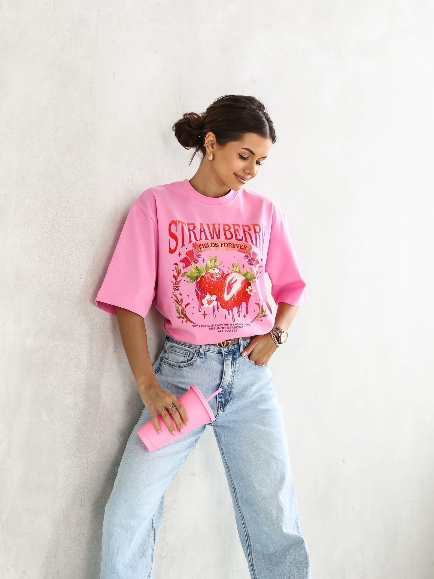 Strawberry Vibes Oversize Póló